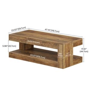Contemporary Rectangular Coffee Table With Open Shelf For Living Room