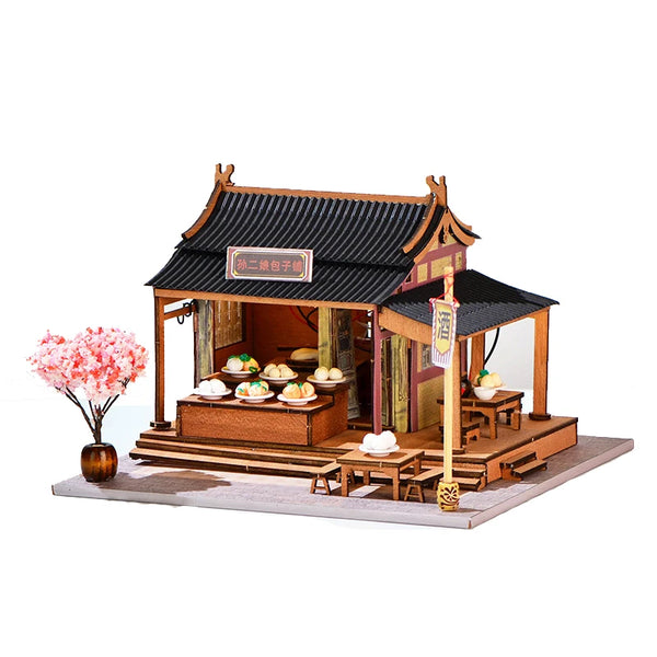 Chinese Steamed Bun Shop - DIY Wooden Miniature Dollhouse Kit
