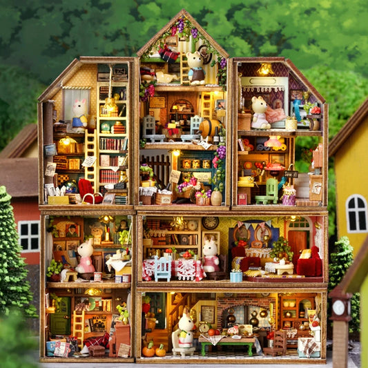 Rabbit Town DIY Miniature Dollhouse Kit - Wooden Craft House