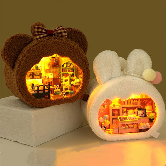 Woodland Friends DIY Miniature Dollhouse Kit - Wooden 3D Puzzle