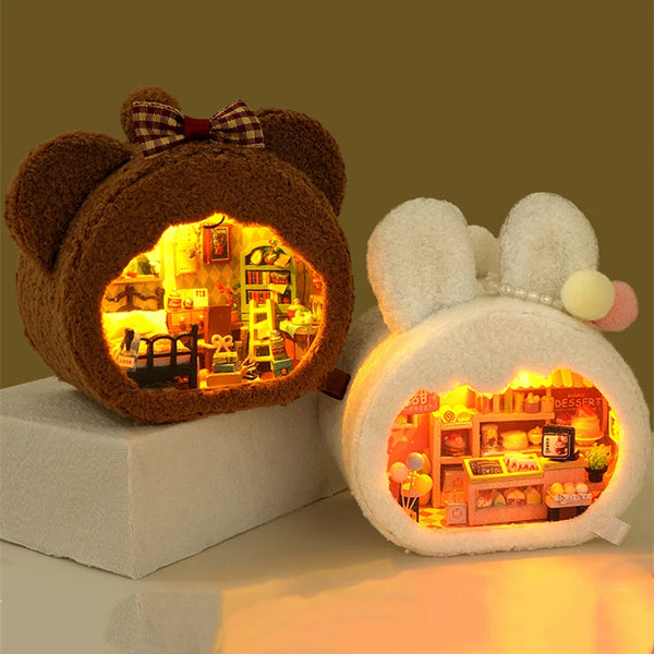 Woodland Friends DIY Miniature Dollhouse Kit - Wooden 3D Puzzle